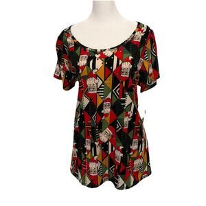 NWT LuLaRoe Classic T Santa Claus Peeking Print Short Sleeve Size L (14-16)